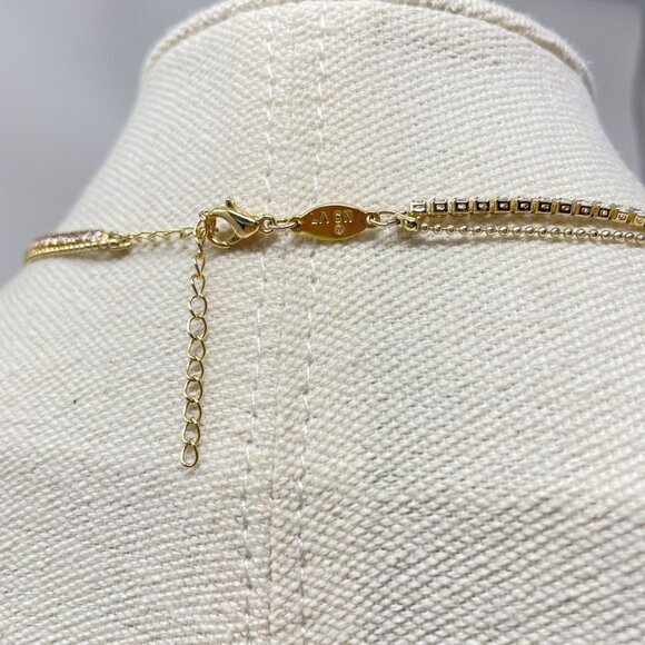 Disney Minnie‎ Mouse Necklace Gold-Tone Pink Rhinestone Soft Girl Dainty - Picture 6 of 9